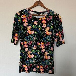 Ted Baker London Black Floral Short Sleeve Top